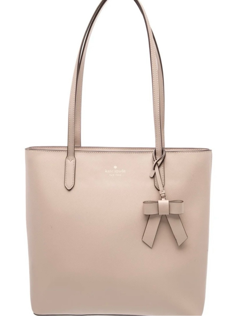Authentic kate spade Brynn Saffiano Warm Beige Tote with Bow Charm NWOT